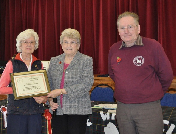 A presentation by Pat Edmondson (Chairman), thanking Mr & Mrs Hewson for all their hard work over the years running the club